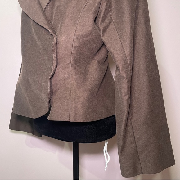 Djerf Avenue- Moleskin Blazer Brown Size Medium Fitted Cropped Cotton Jacket - Picture 10 of 14